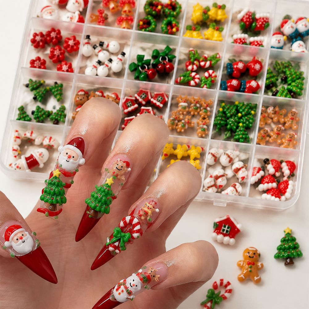 Art And Craft Xmas Tree - Holiday Season Resin Nail Charms 24Grids
