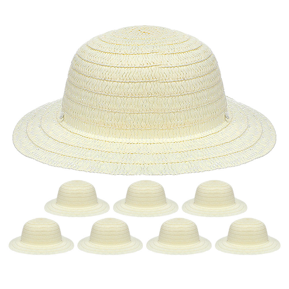 8Pcs DIY Kids Straw Hats White - огляд і ціна Art Craft Activity