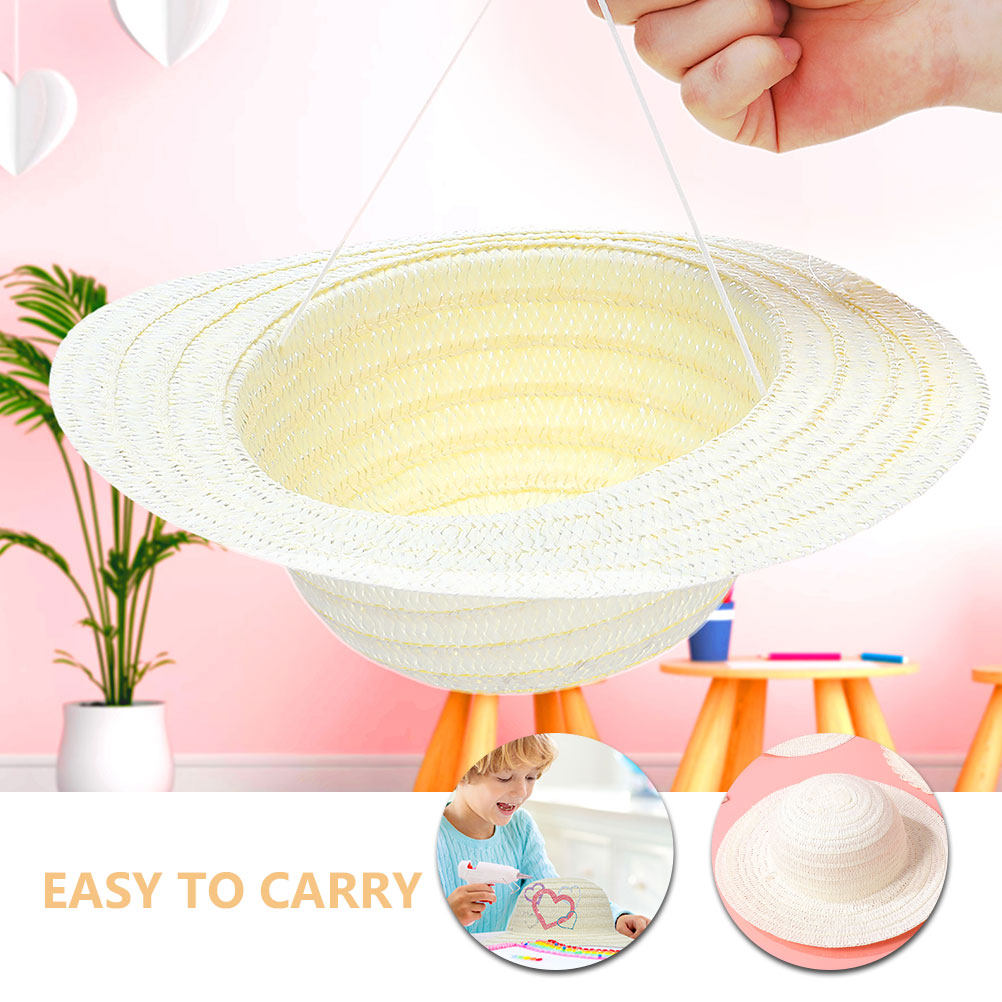 8Pcs DIY Kids Straw Hats White - огляд і ціна Art Craft Activity