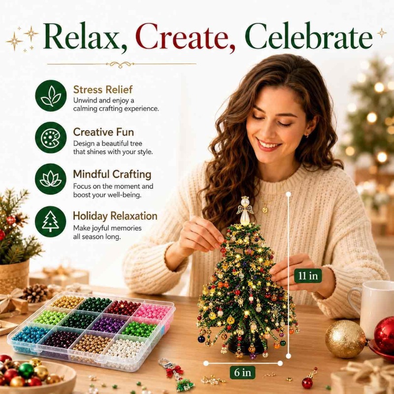 Beaded Christmas Tree Craft Ki - огляд і ціна Art And Craft Xmas Tree
